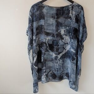 Bryn Walker Blue Artsy Lagenlook Poncho Blouse Medium